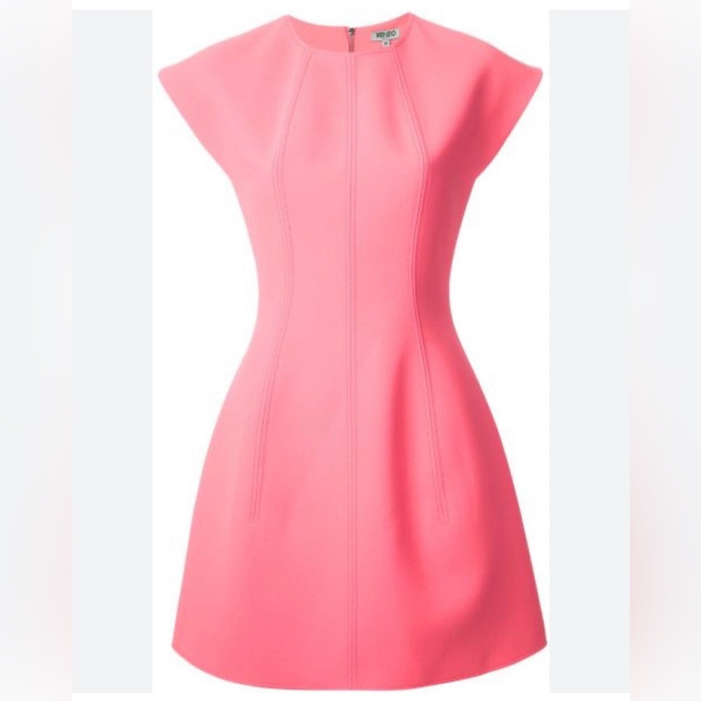 Kenzo Strapless Coral-Pink Fit & Flare Dress